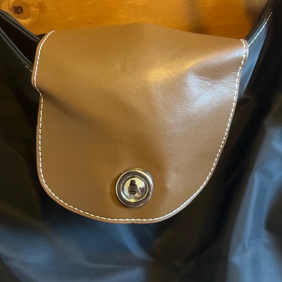 NWOT Le Pliage Black Brown Nylon Folding Tote Bag - Picture 5 of 9